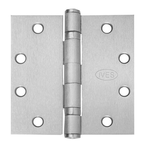 Ives 5-Knuckle Ball Bearing Hinge, Heavy Weight, 4-1/2-in x 4-1/2-in, 8-Wire, Satin Stainless Steel Fnsh 5BB1HW 4.5X4.5 630 TW8 CON